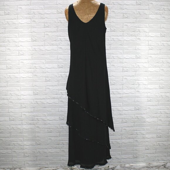 JEFFREY & DORA EVENINGS Gown Dress Sheer Formal Chiffon Shawl Black 2 Piece  10 - Picture 11 of 16